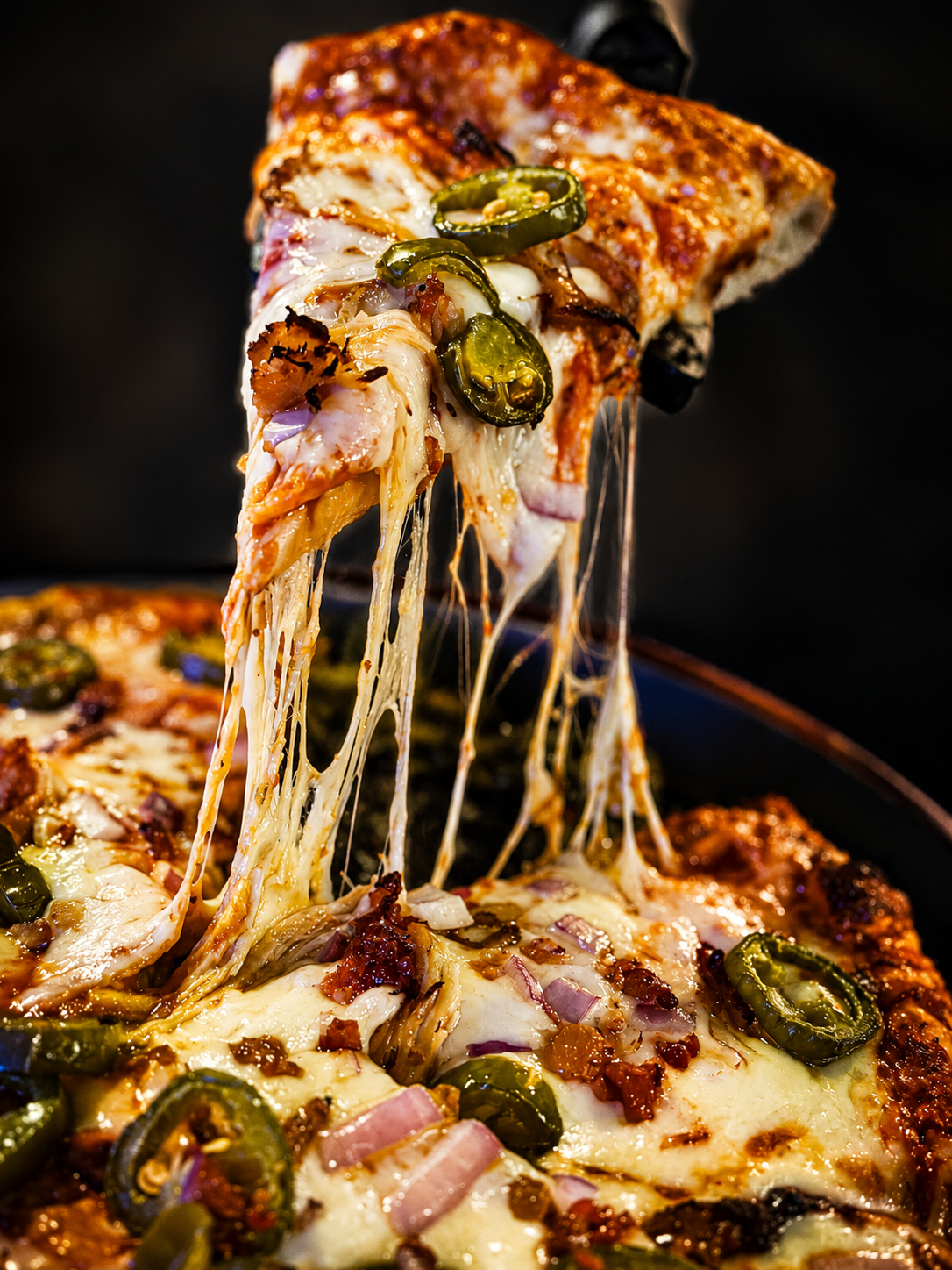 Cheese pull pizza slice
