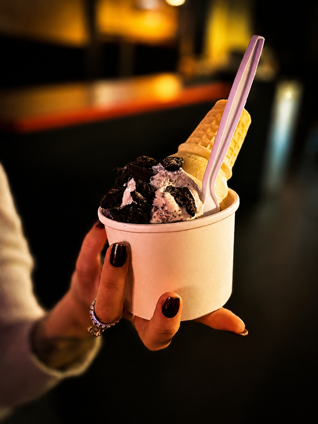 Cookies and cream ice cream cup